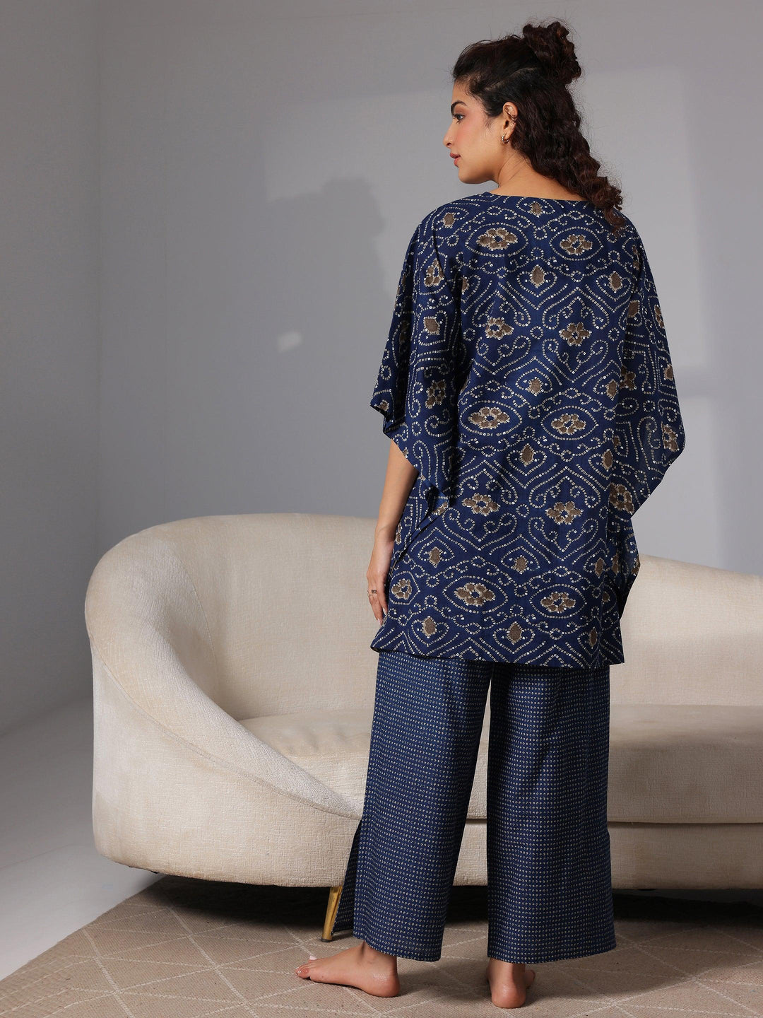 Blue Printed Cotton Night Suits - Libas 