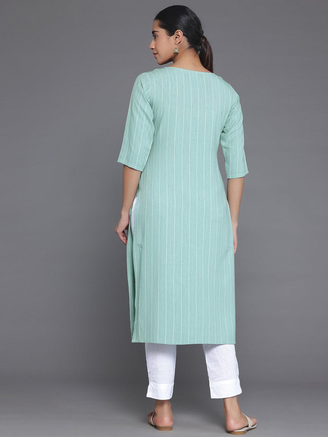 Green Yoke Design Rayon Straight Kurta - Libas 