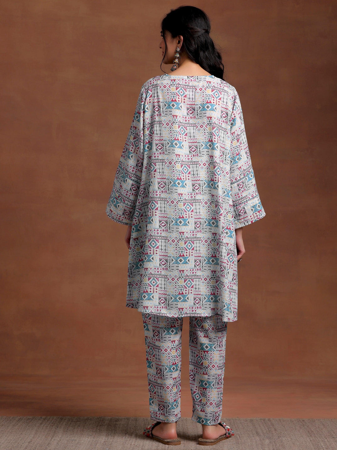 Blue Printed Cotton Straight Kurta Set - Libas