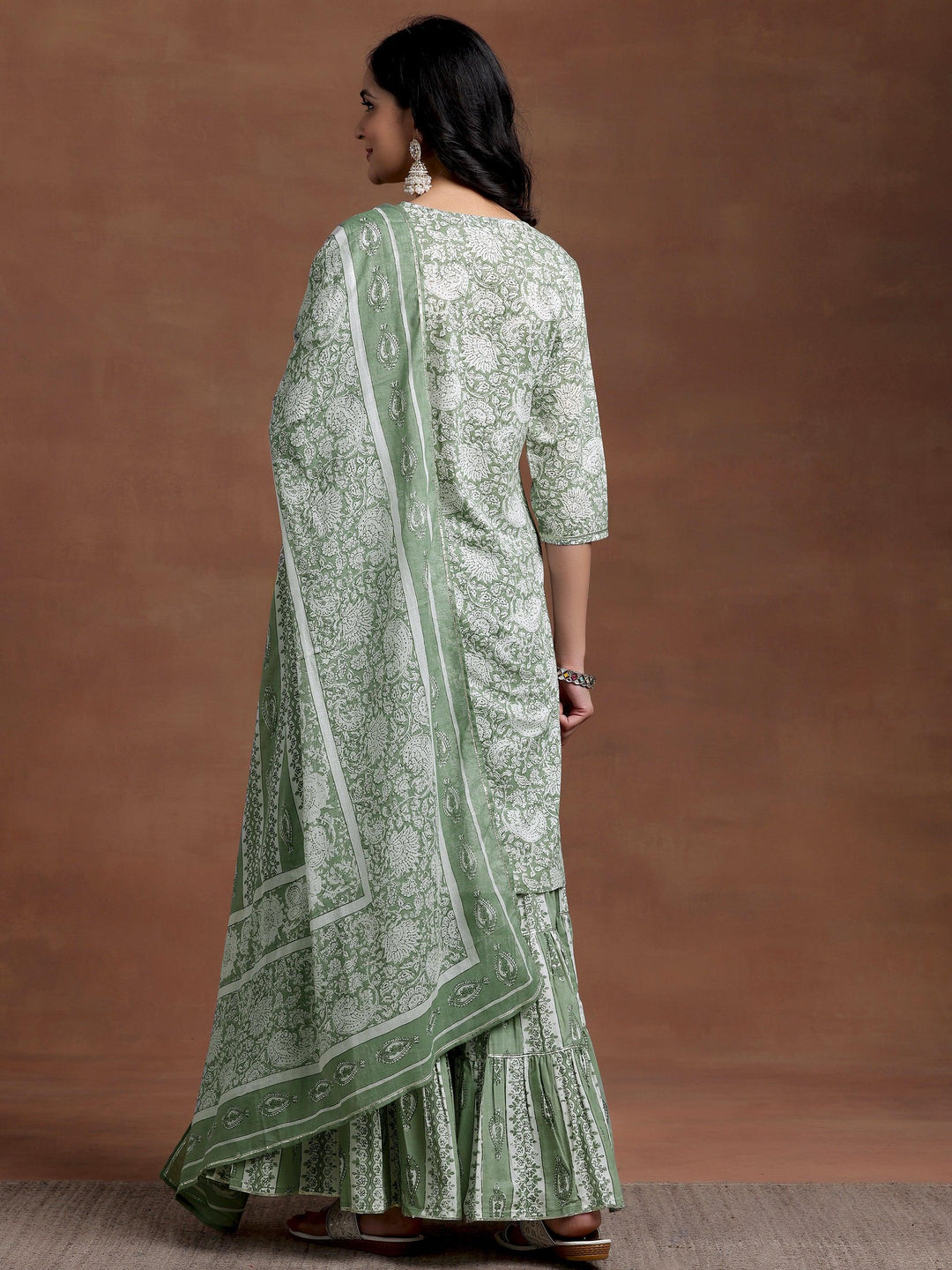 Green Yoke Design Cotton Straight Suit With Dupatta - Libas 