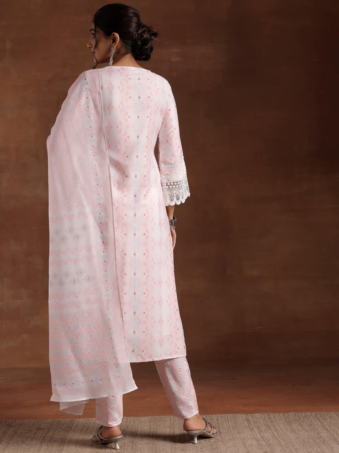 Peach Embroidered Cotton Blend Straight Suit With Dupatta - Libas 