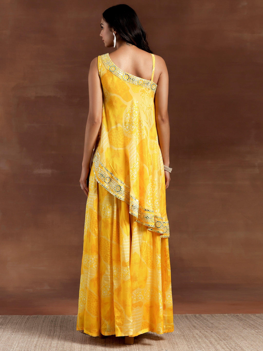 Naaz Yellow Printed Silk Blend Co-Ords - Libas 