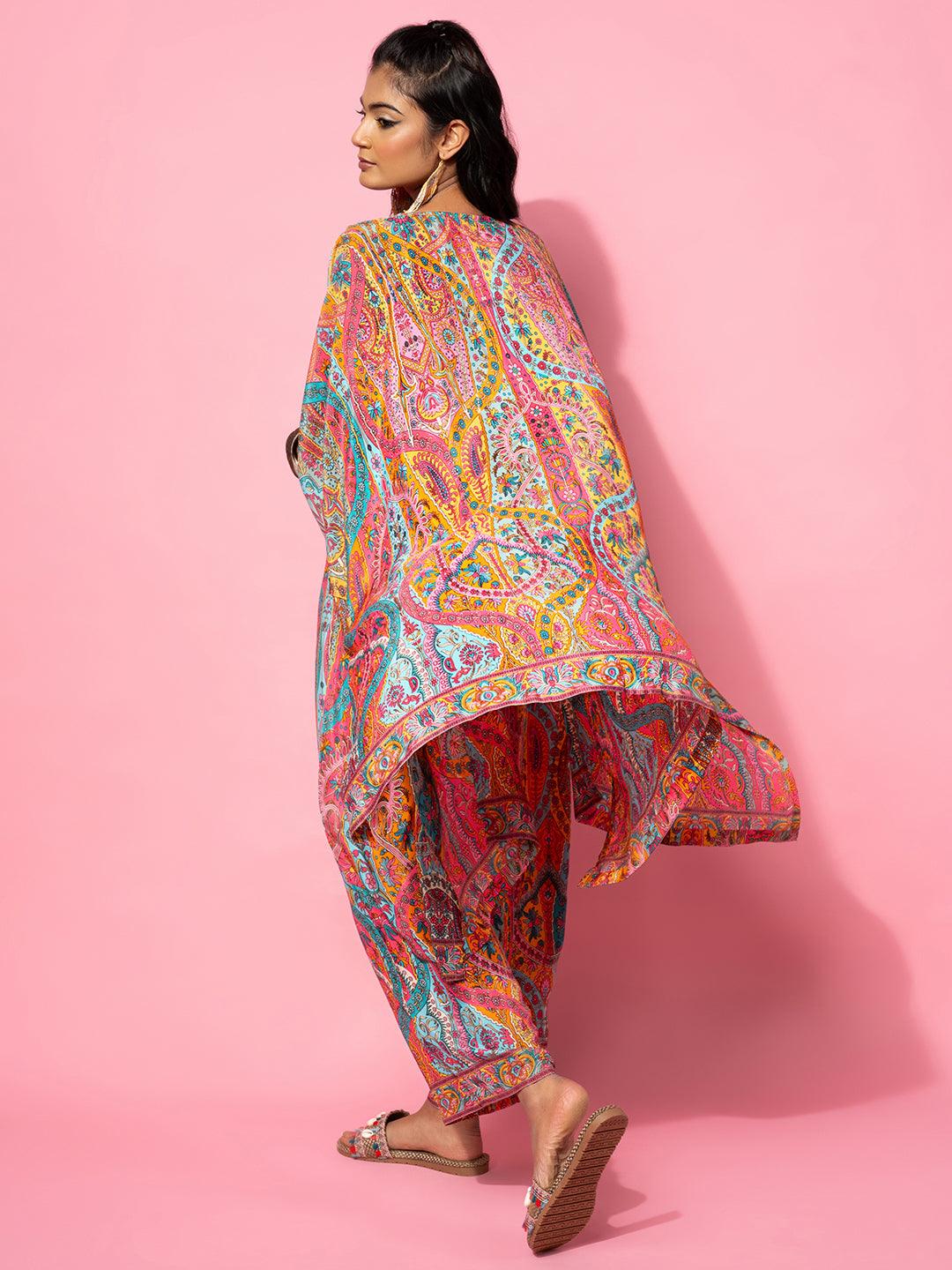 Multicoloured Printed Silk Blend Co-Ords - Libas