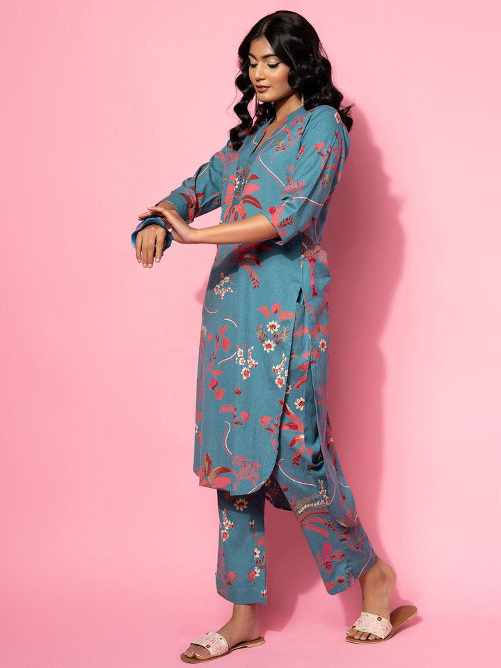 Blue Printed Cotton Co-Ords - Libas