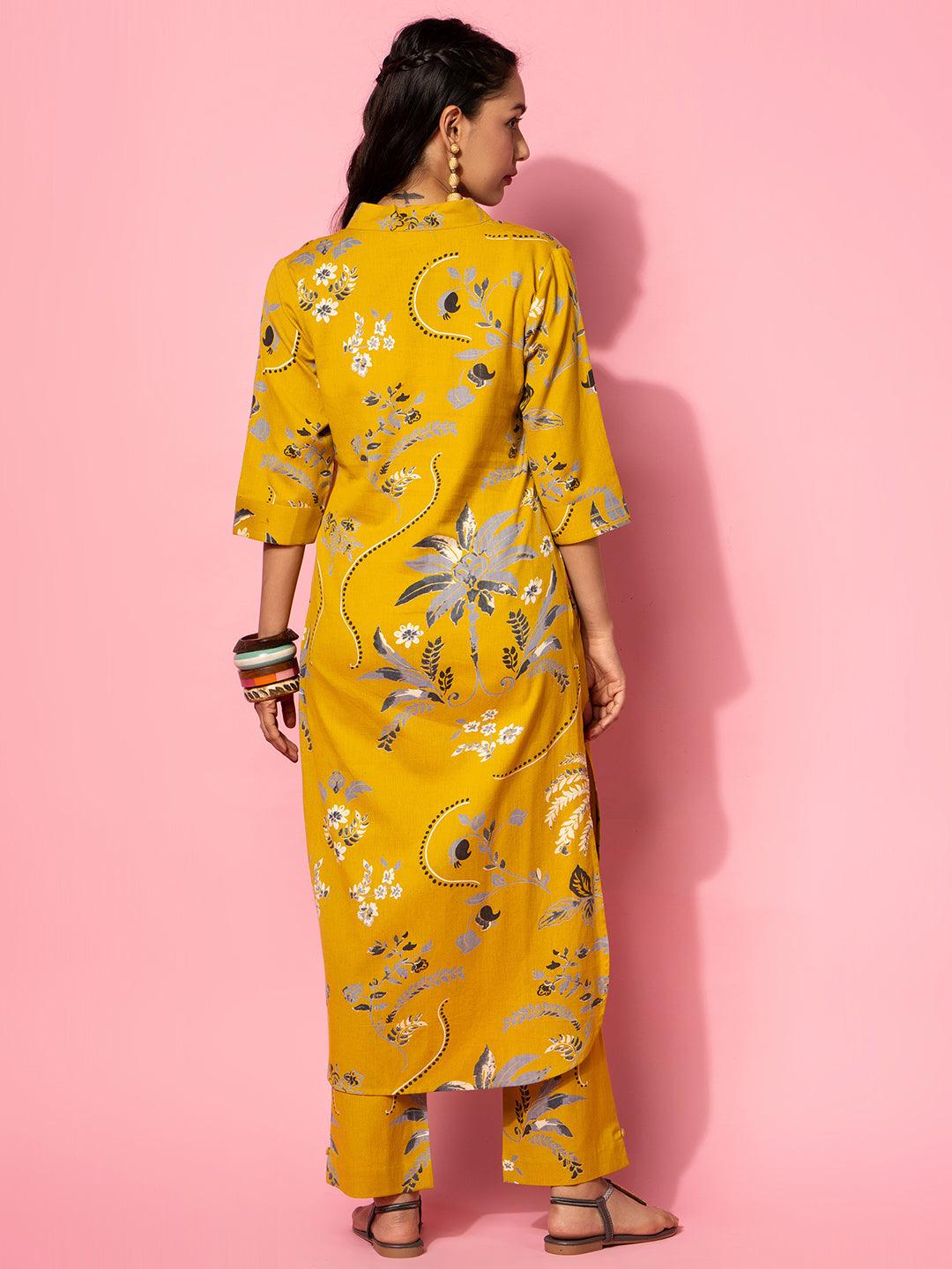 Buy Mustard Printed Cotton Co-Ords Online At Rs.1149 | Libas