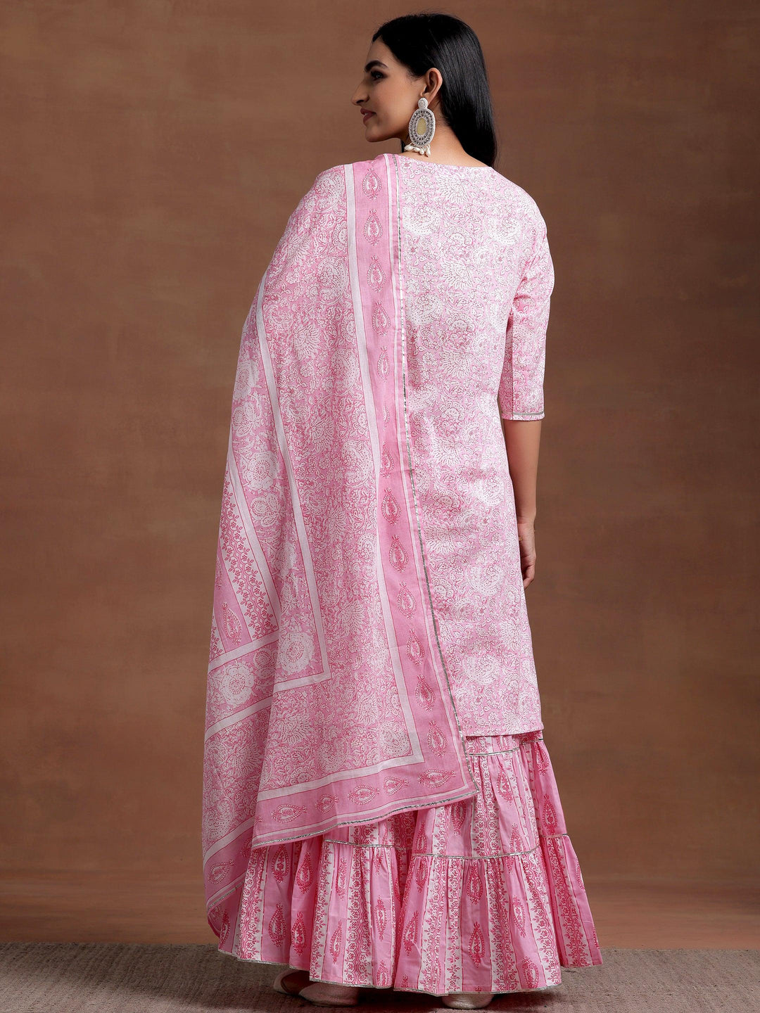 Pink Yoke Design Cotton Straight Suit With Dupatta - Libas 