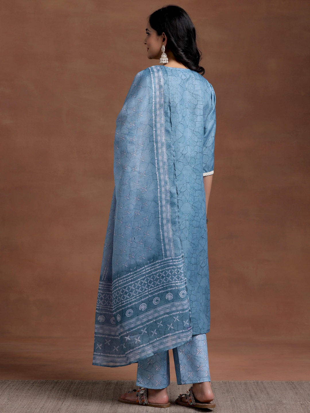 Blue Yoke Design Cotton Straight Suit With Dupatta - Libas 