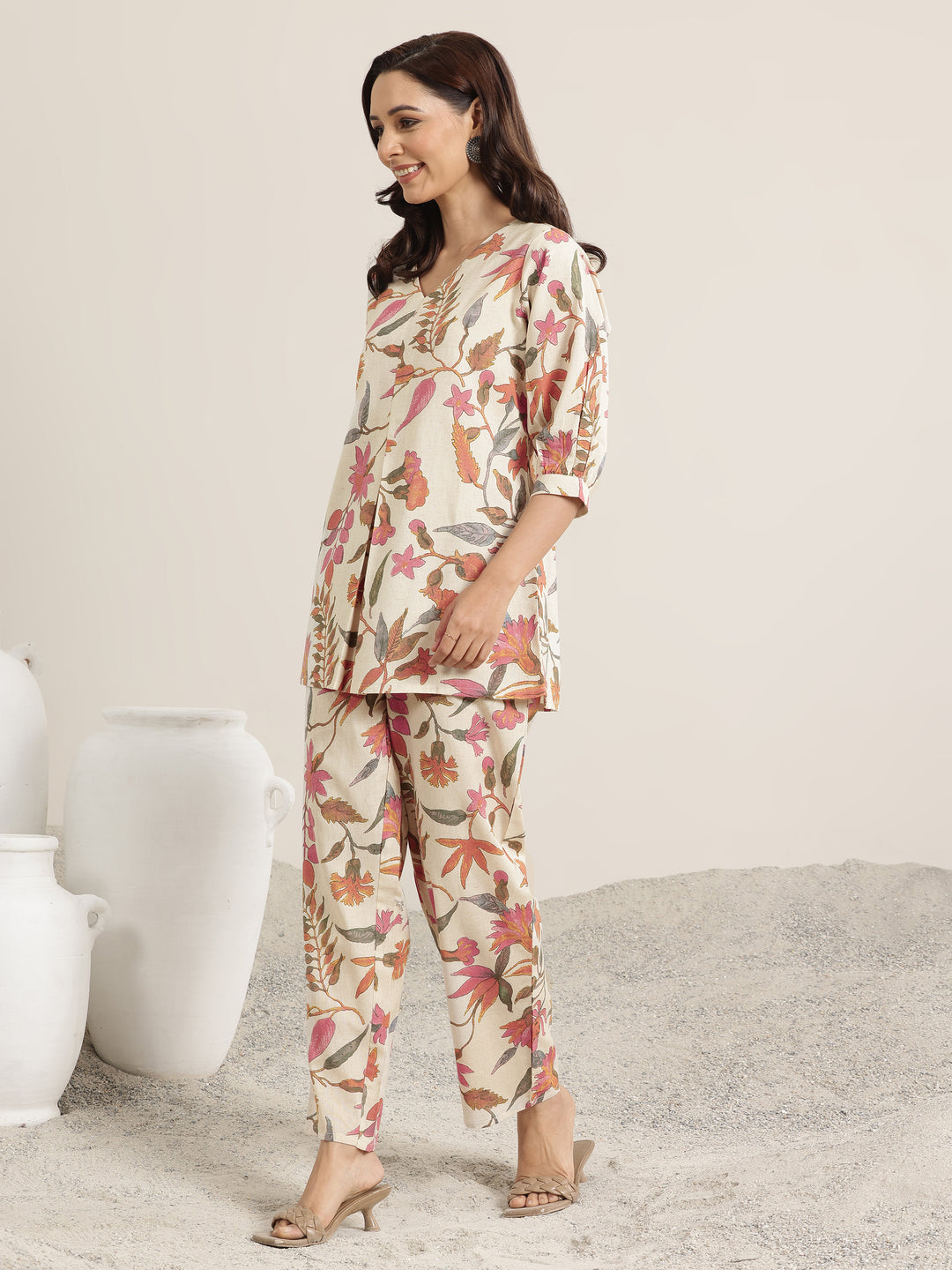  Off White Printed Cotton Co-Ord Sets 