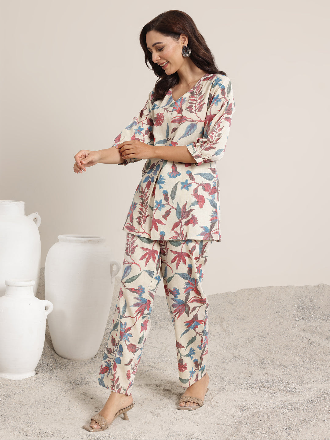  Off White Printed Cotton Co-Ord Sets 