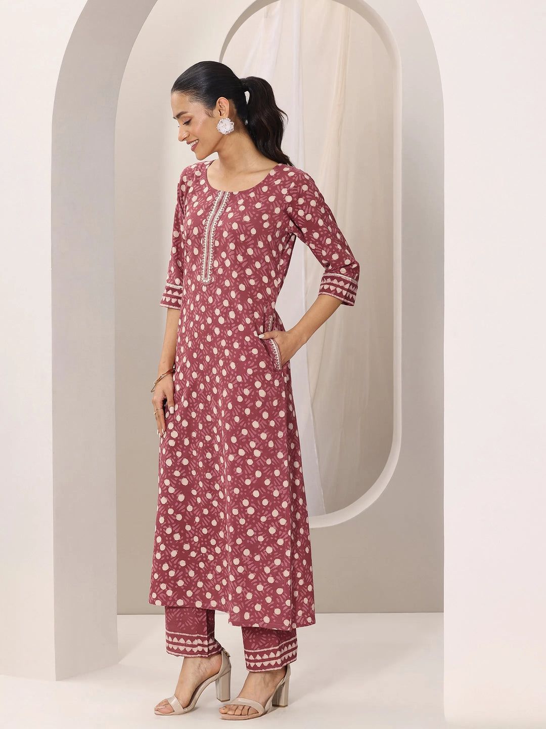  Rust Printed Cotton Straight Suit Set With Dupatta 