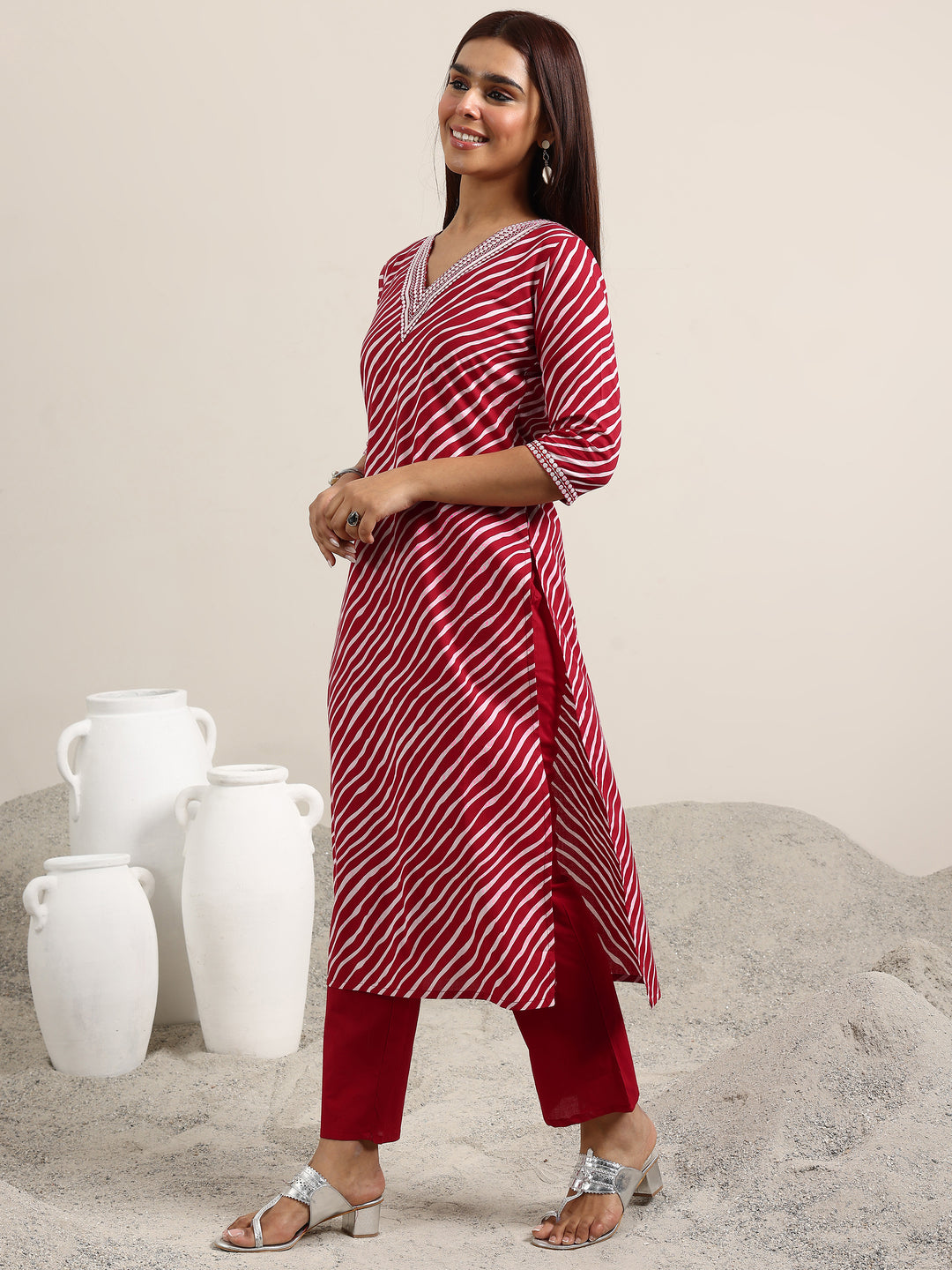  Red Printed Cotton Straight Suit With Dupatta 