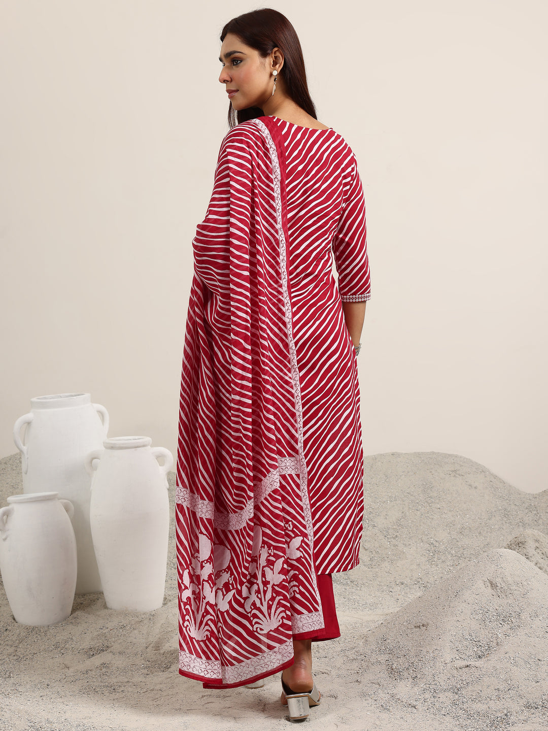  Red Printed Cotton Straight Suit With Dupatta 