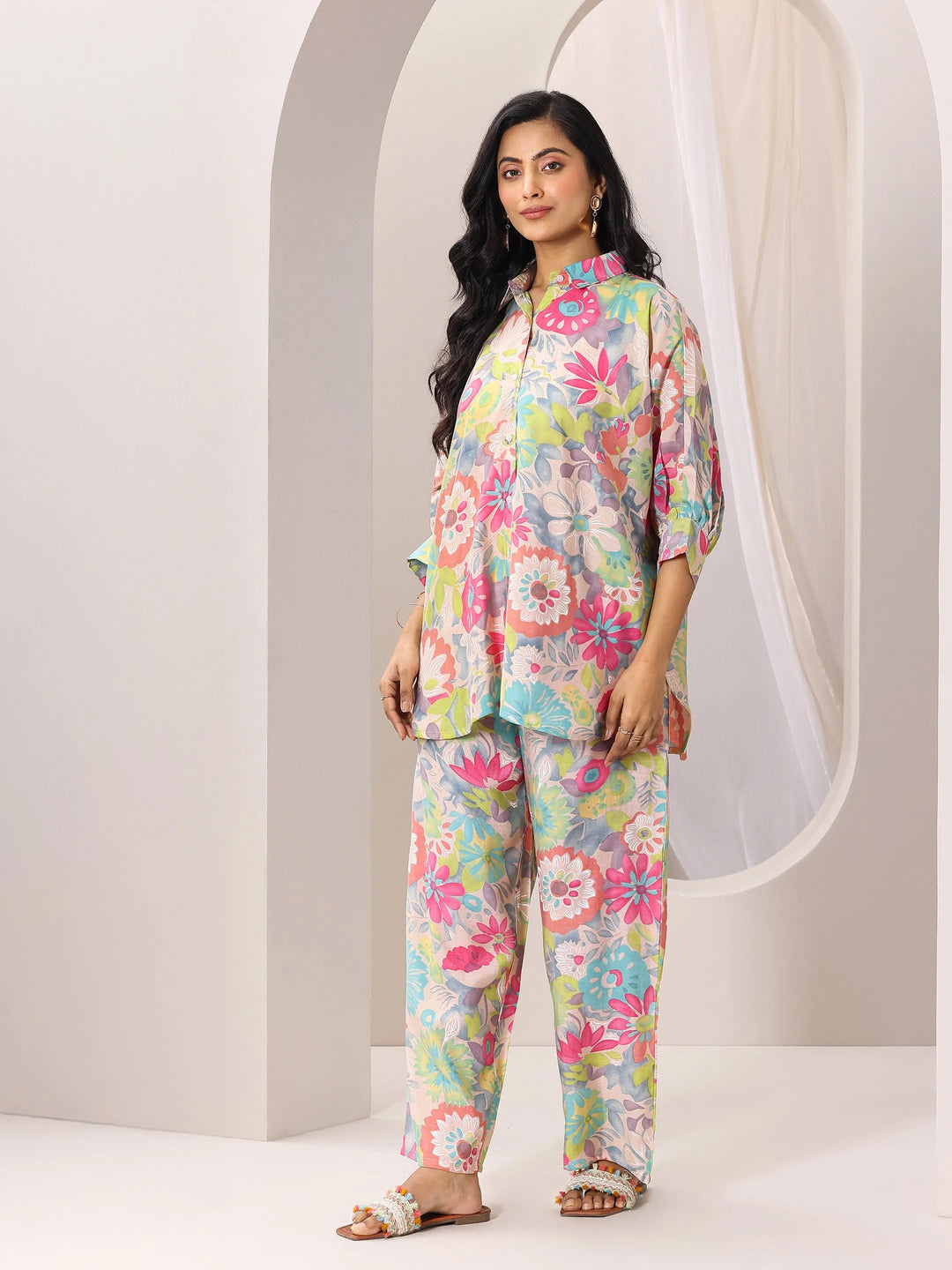  Multi Printed Silk Blend Co-Ord Sets 