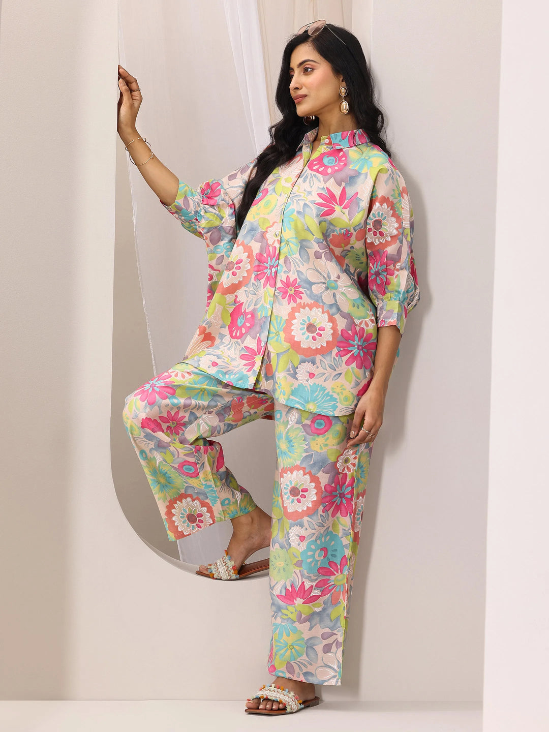  Multi Printed Silk Blend Co-Ord Sets 