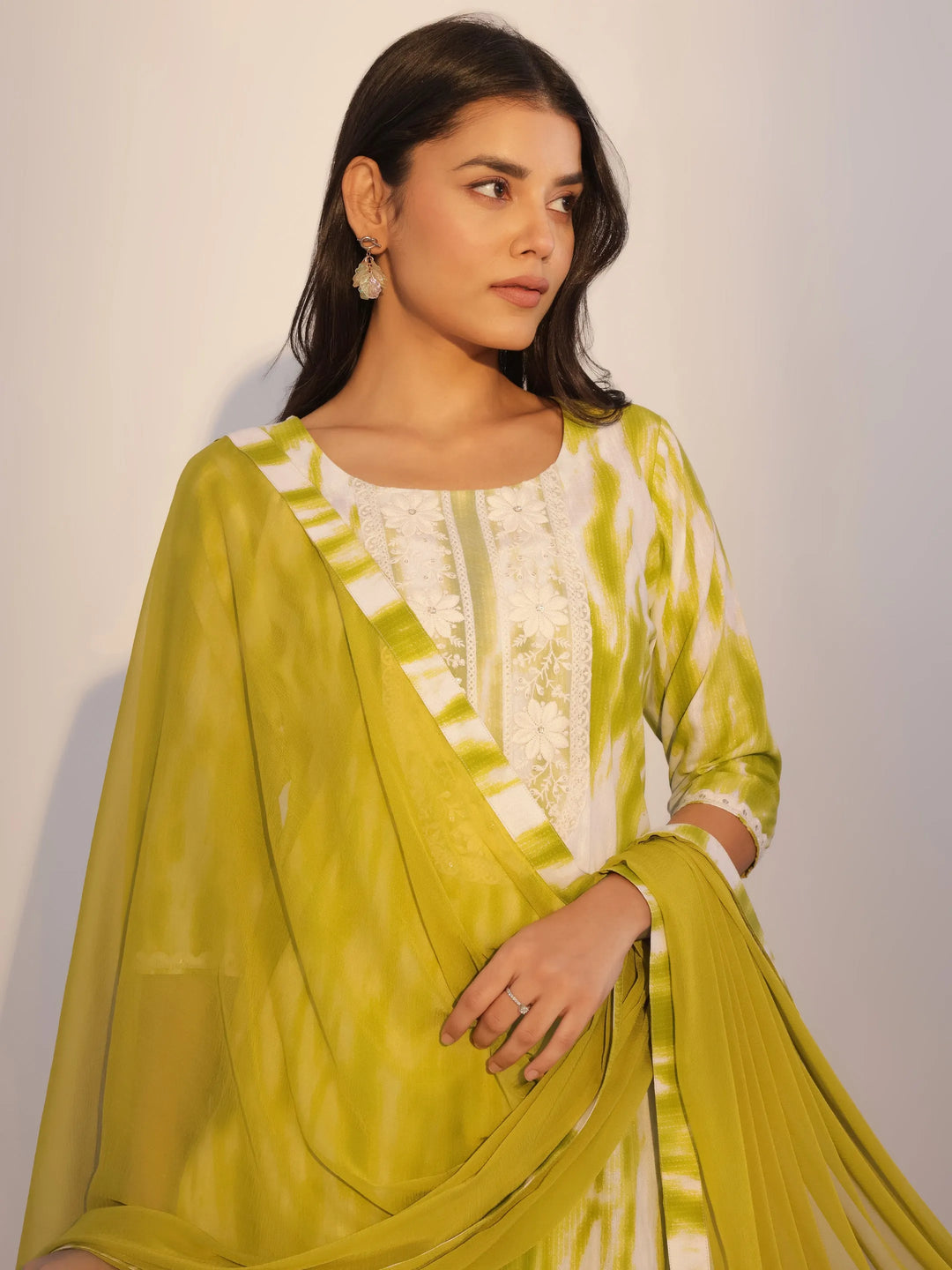  Green Printed Cotton Straight Suit With Dupatta 