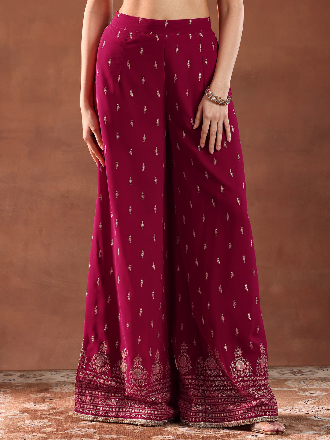  Pink Printed Georgette Straight Suit With Dupatta 