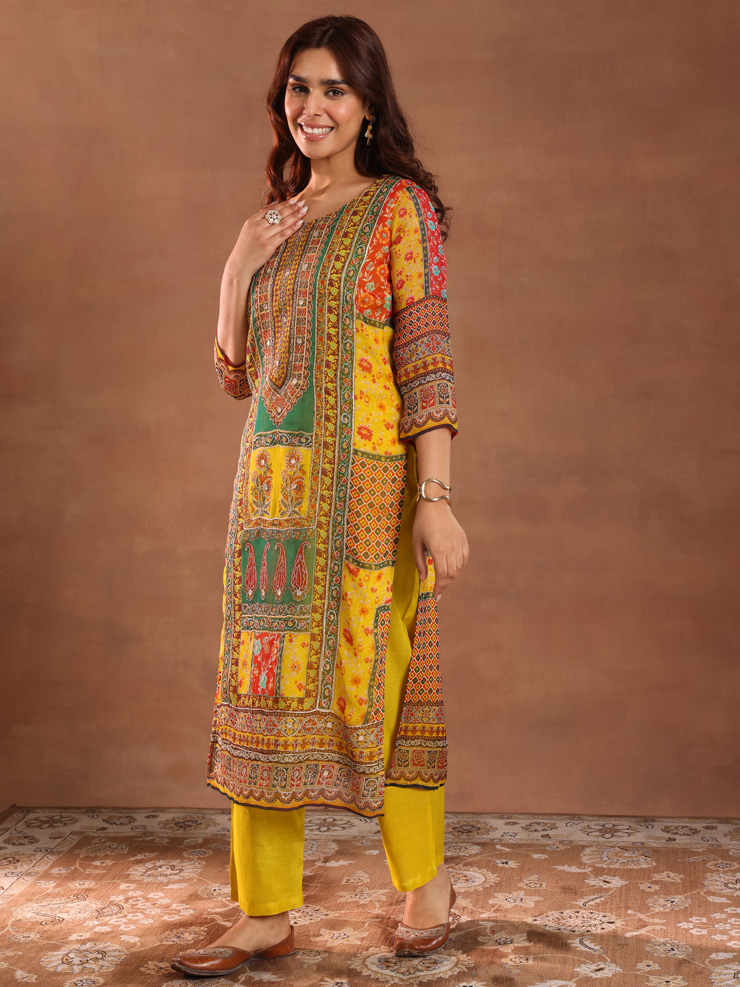  Mutli Printed Organza Straight Suit With Dupatta 