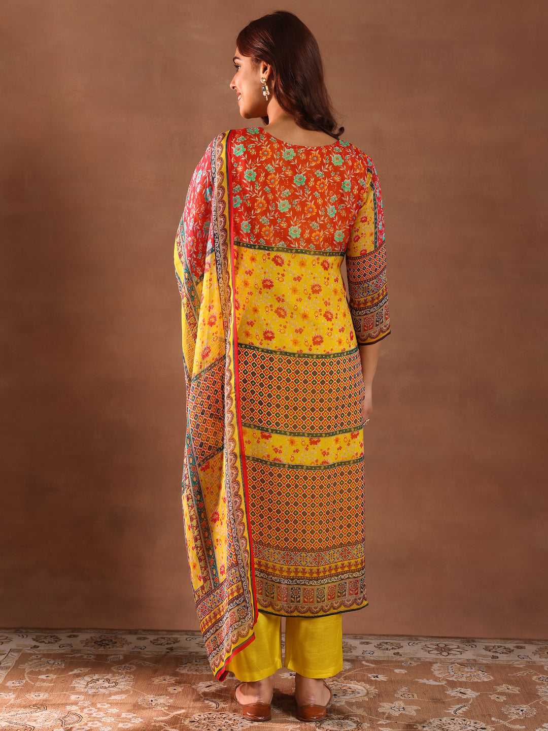  Mutli Printed Organza Straight Suit With Dupatta 