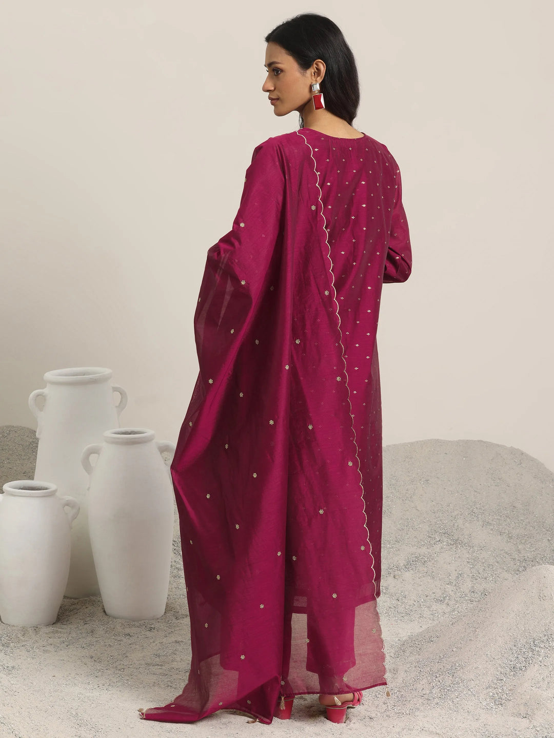  Maroon Woven Design Chanderi Silk Straight Suit With Dupatta 