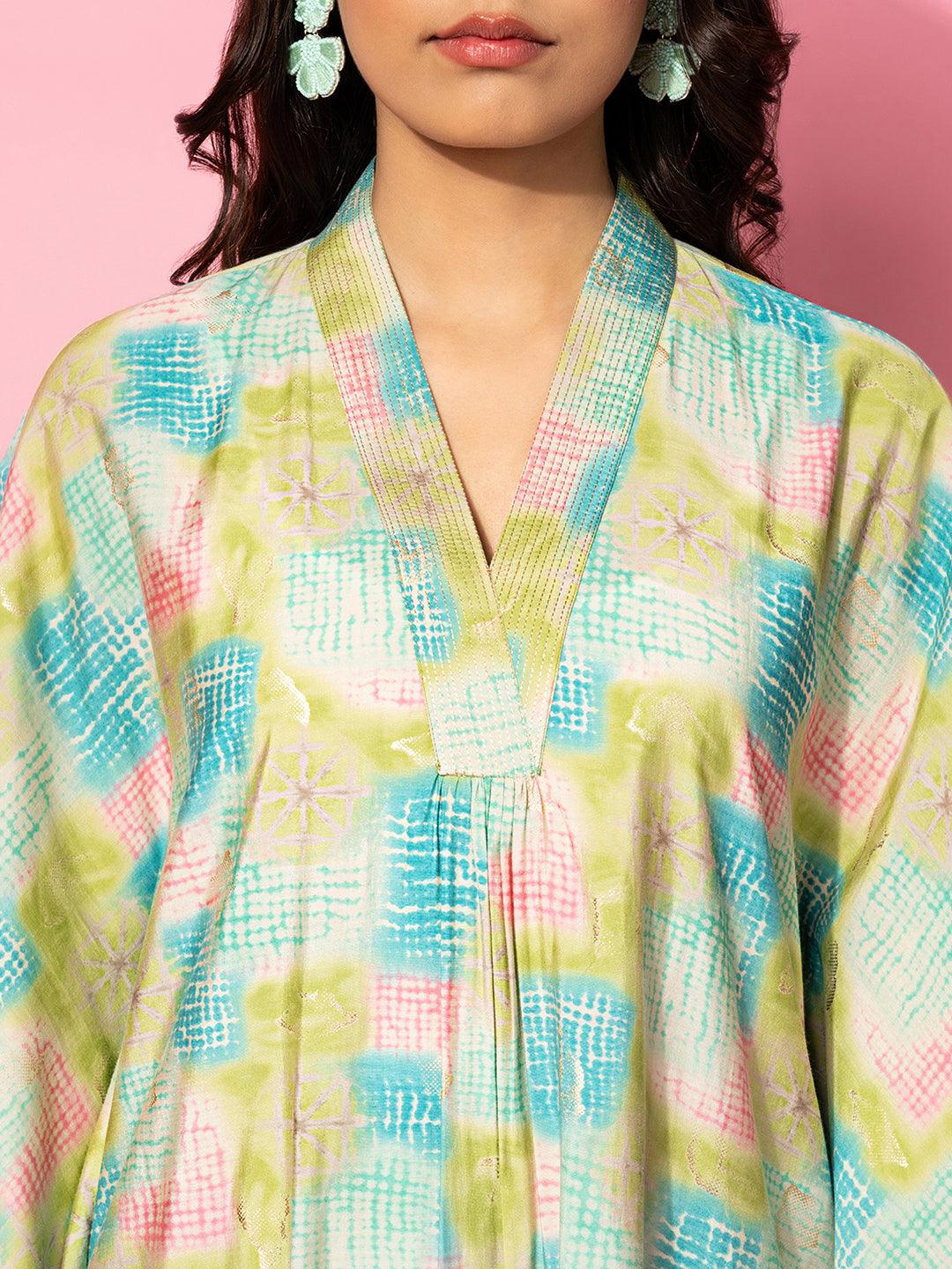 Green Printed Silk Blend Co-Ords - Libas