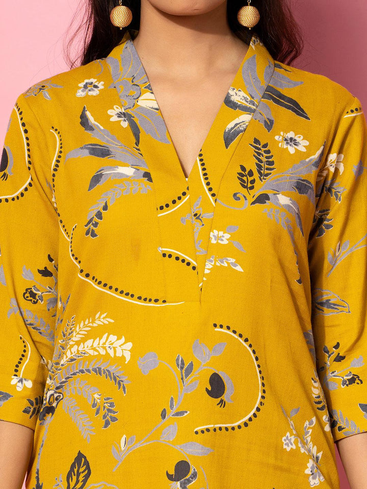 Mustard Printed Cotton Co-Ords - Libas