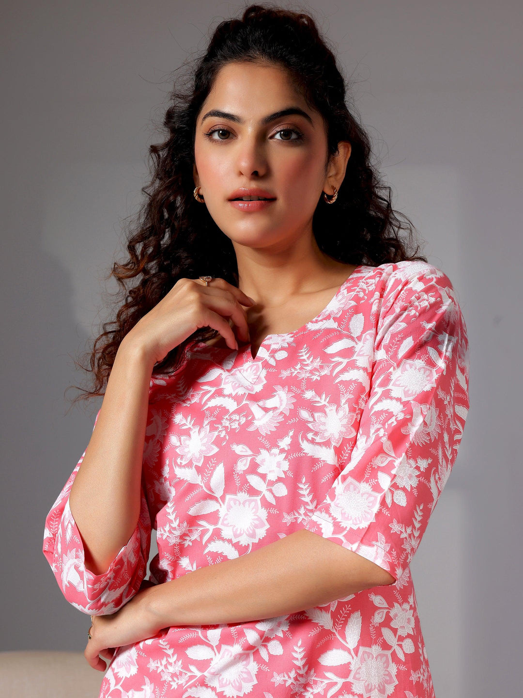 Peach Printed Cotton Night Suits - Libas