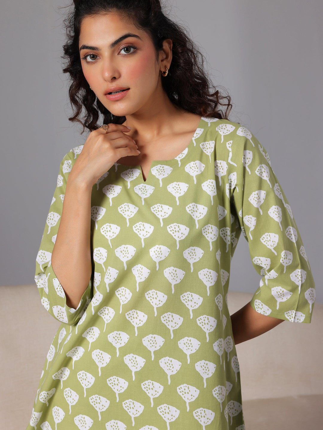 Green Printed Cotton Night Suits - Libas