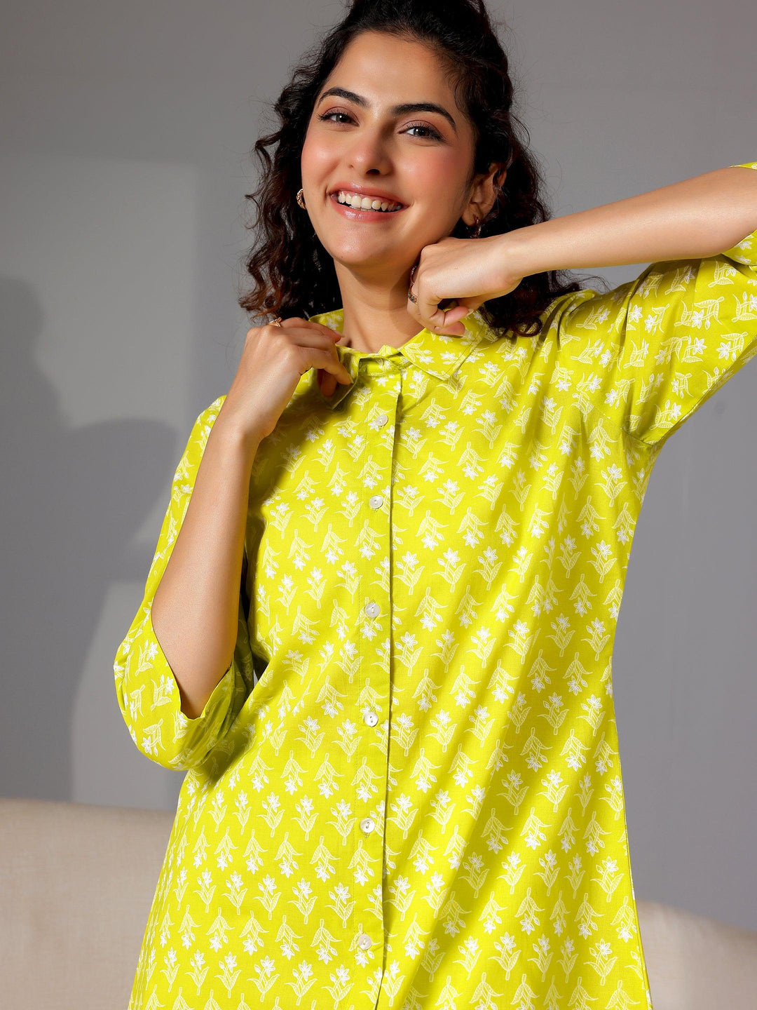 Green Printed Cotton Night Suits - Libas