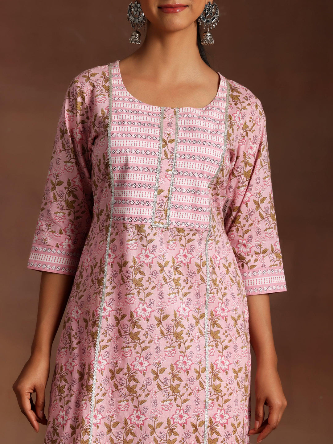 Pink Yoke Design Cotton Straight Suit With Dupatta - Libas 