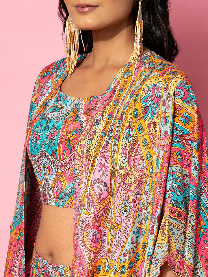 Multicoloured Printed Silk Blend Co-Ords - Libas