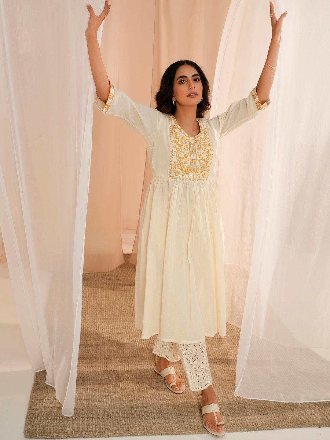 Anarkali white kurta best sale