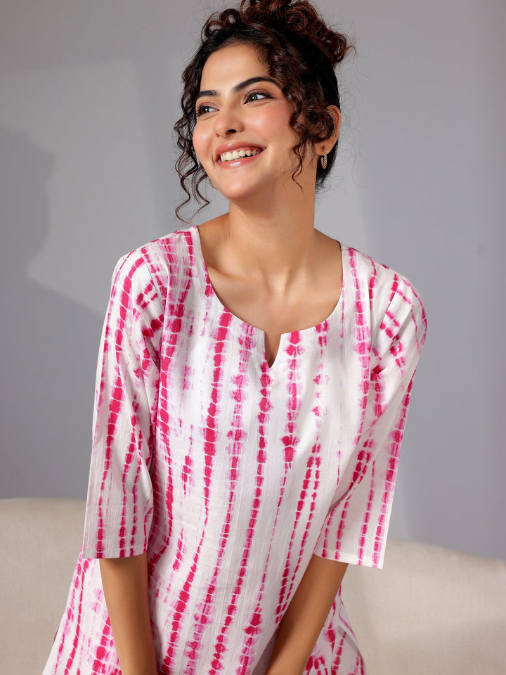 Pink Printed Cotton Night Suits - Libas