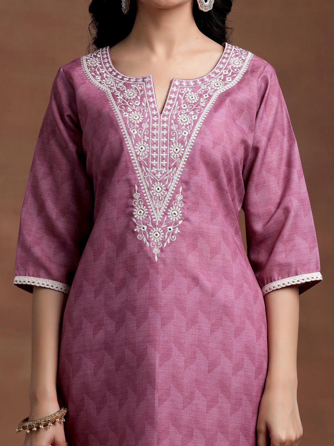 Pink Yoke Design Cotton Straight Suit With Dupatta - Libas 