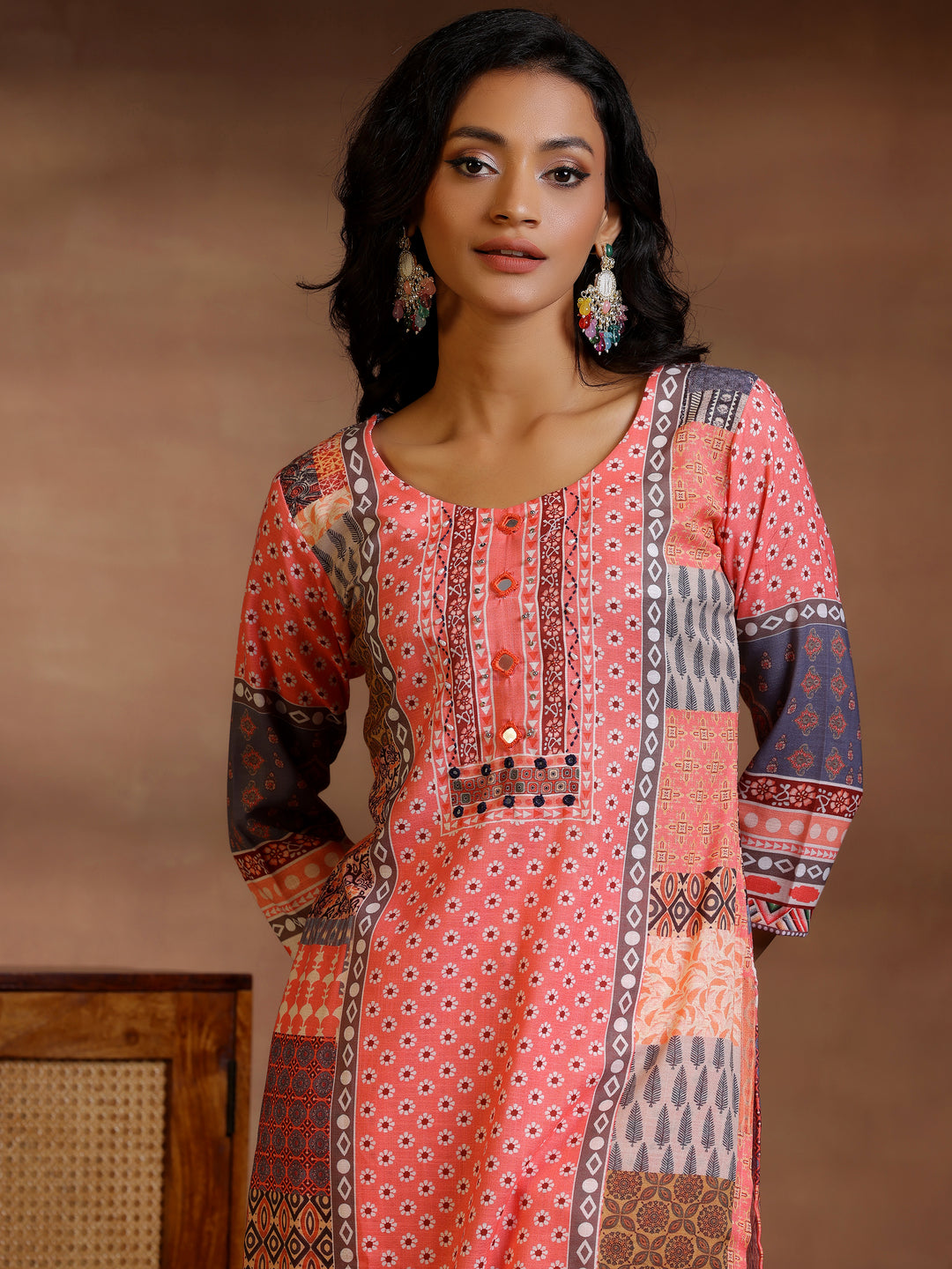  Multi Printed Linen Straight Suit With Dupatta 