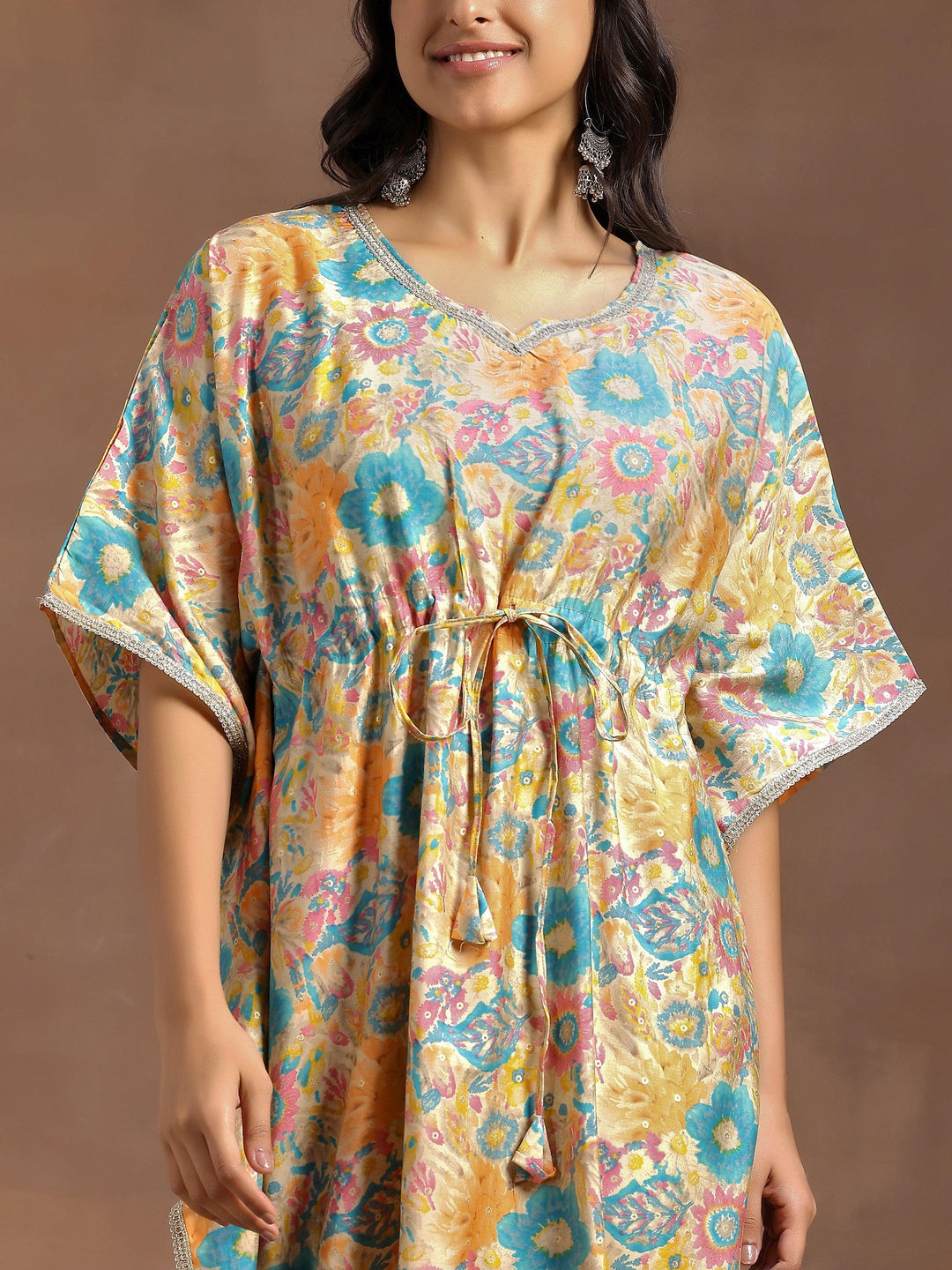 Multicoloured Printed Silk Blend Co-Ords - Libas