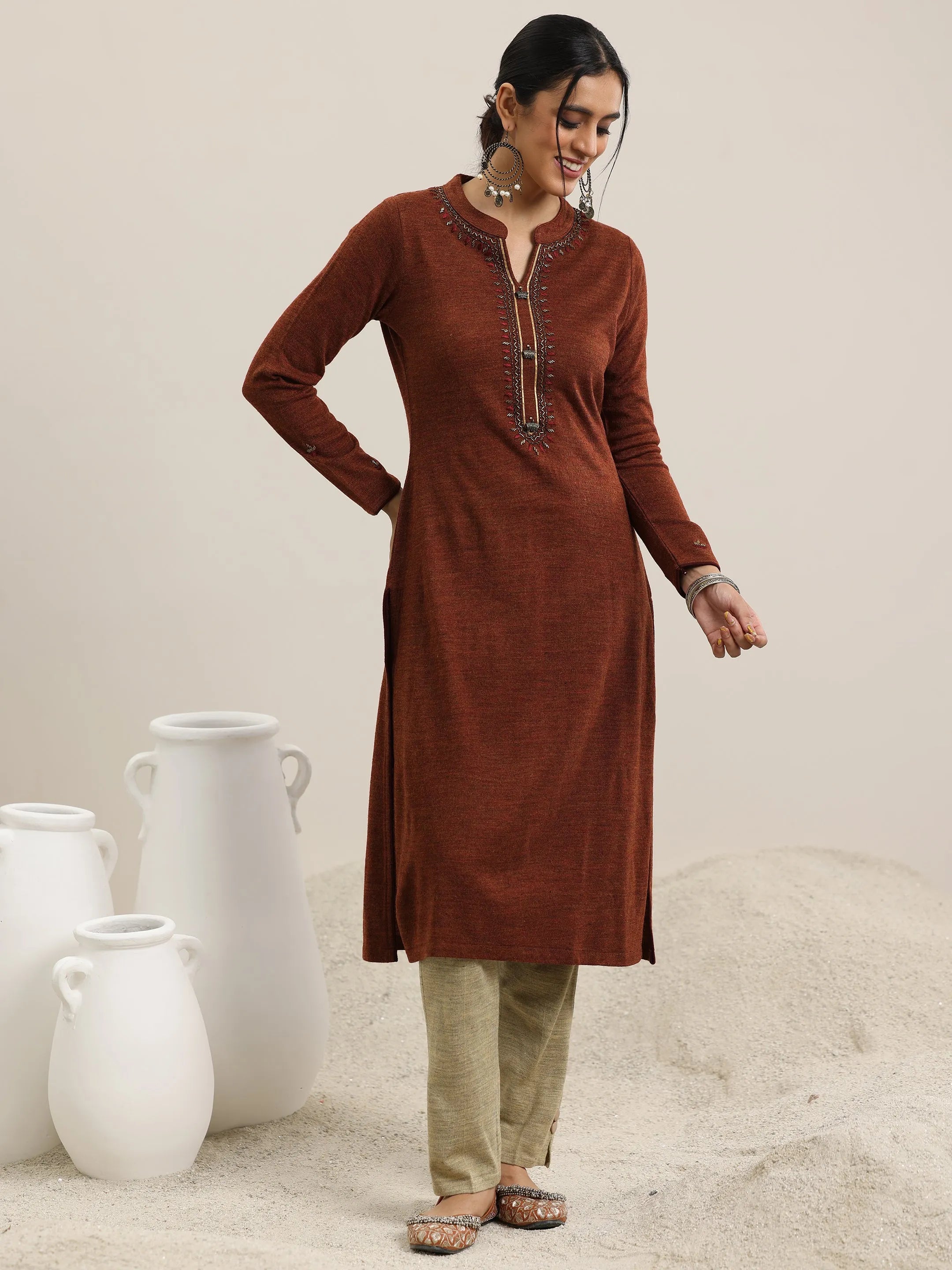 Party wear woolen kurti design on sale