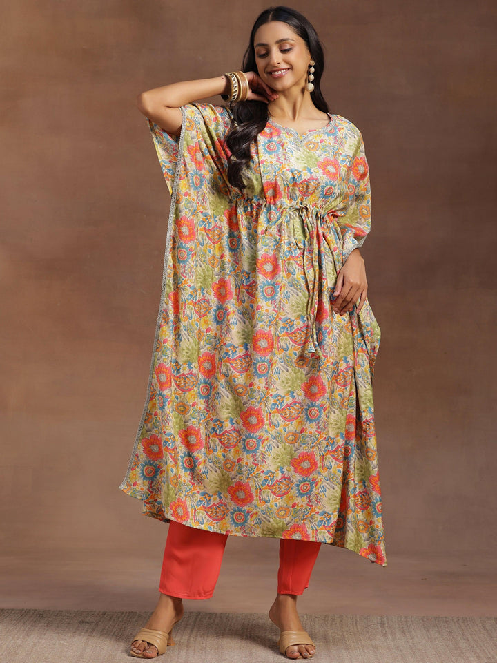 Multicoloured Printed Silk Blend Co-Ords - Libas