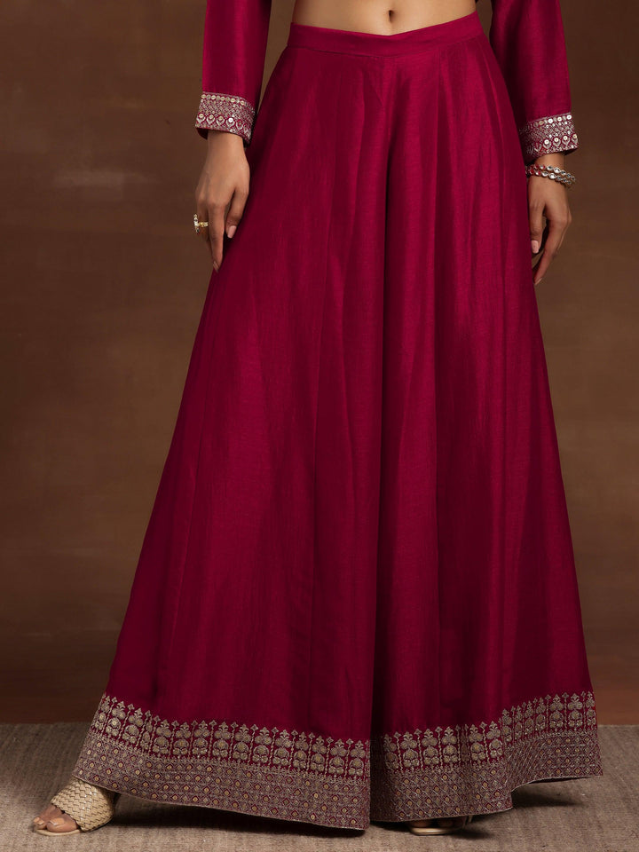 Pink Embroidered Silk Blend Straight Suit With Dupatta - Libas