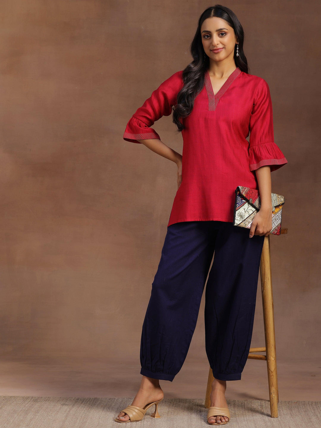 Navy Blue Solid Cotton Salwar - Libas 