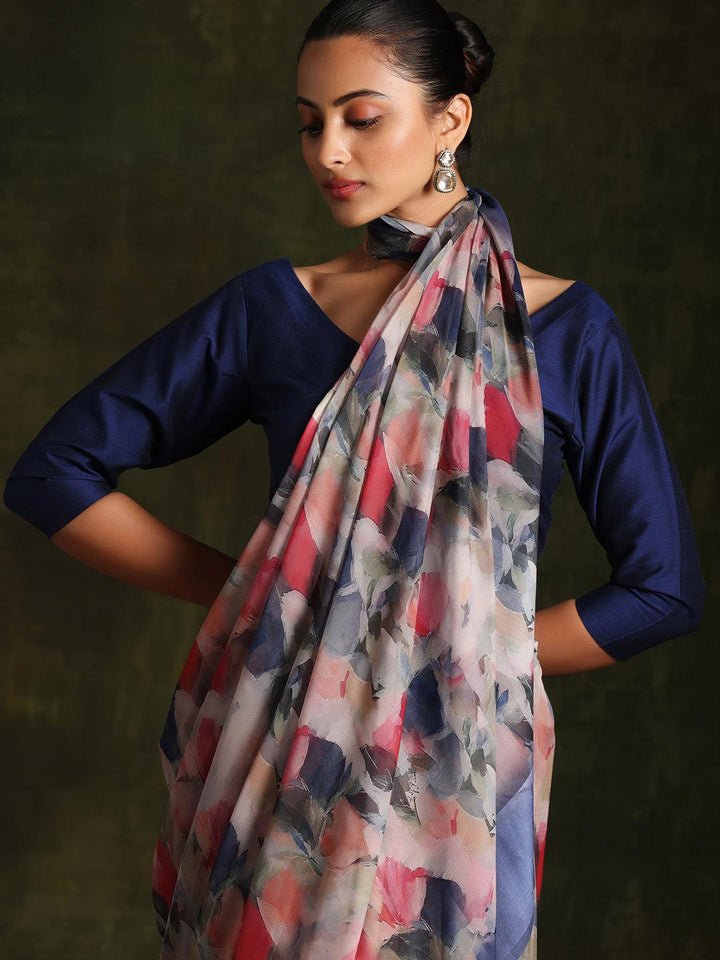 Multicoloured Printed Silk Blend Saree With Unstitched Blouse Piece - Libas