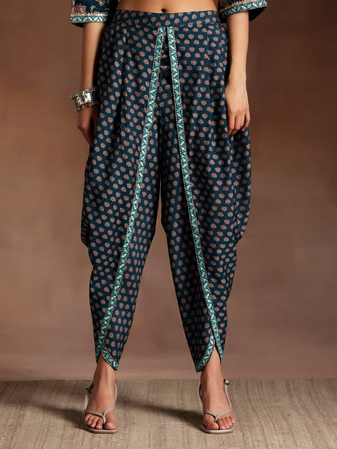 Blue Printed Silk Blend Straight Suit With Dupatta - Libas 