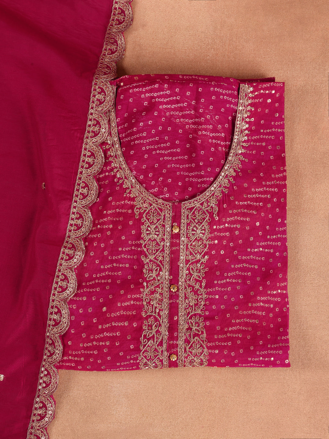 Pink Embroidered Silk Blend Unstitched Suit Set