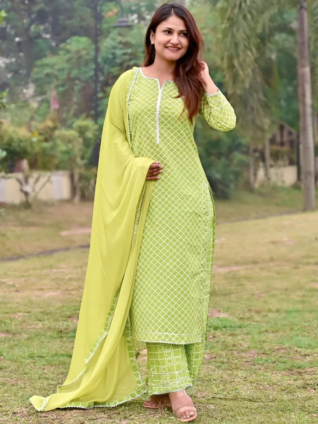 

Buy Green Printed Cotton Suit Set - 6915- | Libas Ethnic Wear Online