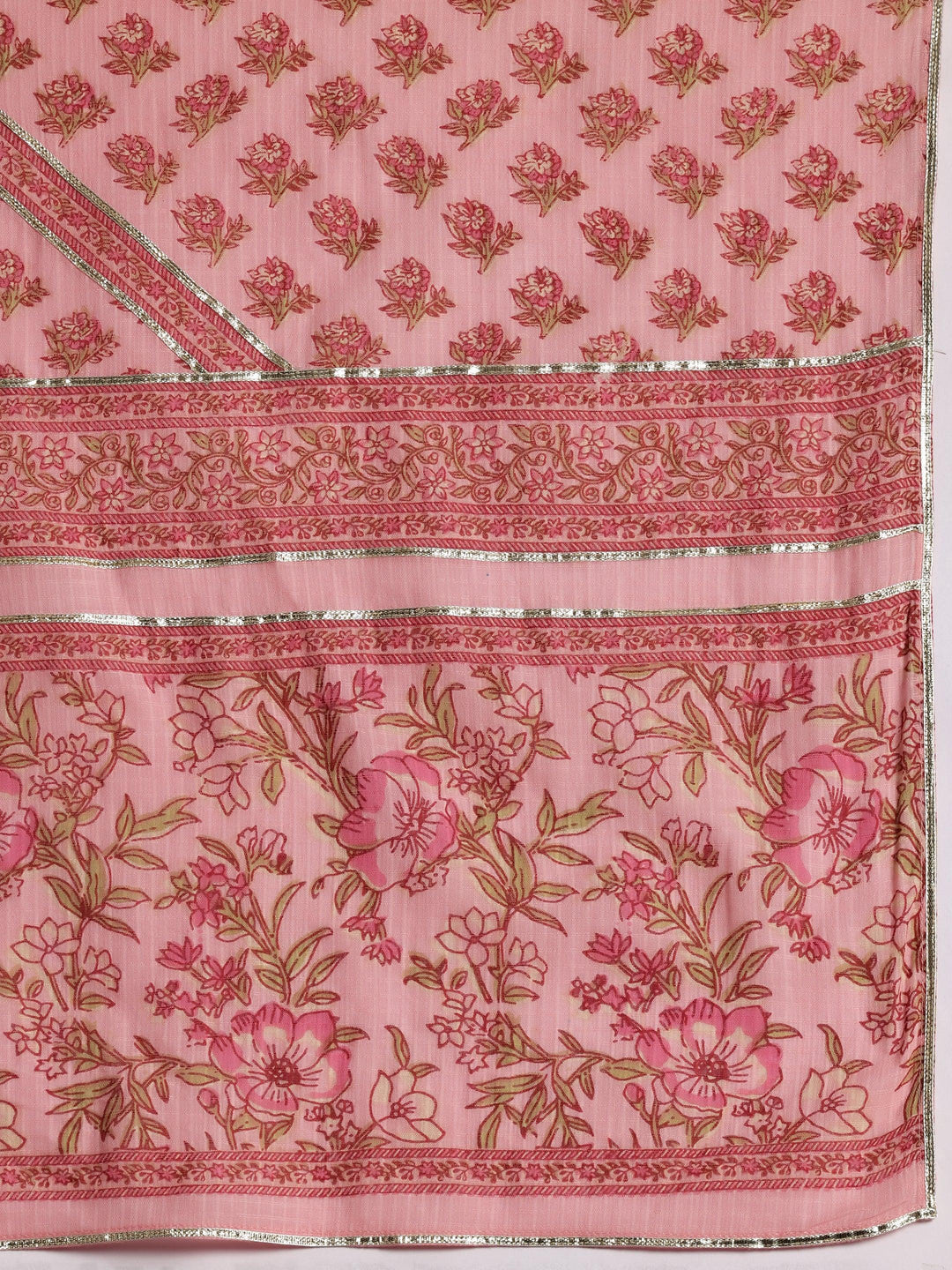 Mariyam Pink Printed Cotton A-Line Kurta With Palazzos & Dupatta - Libas