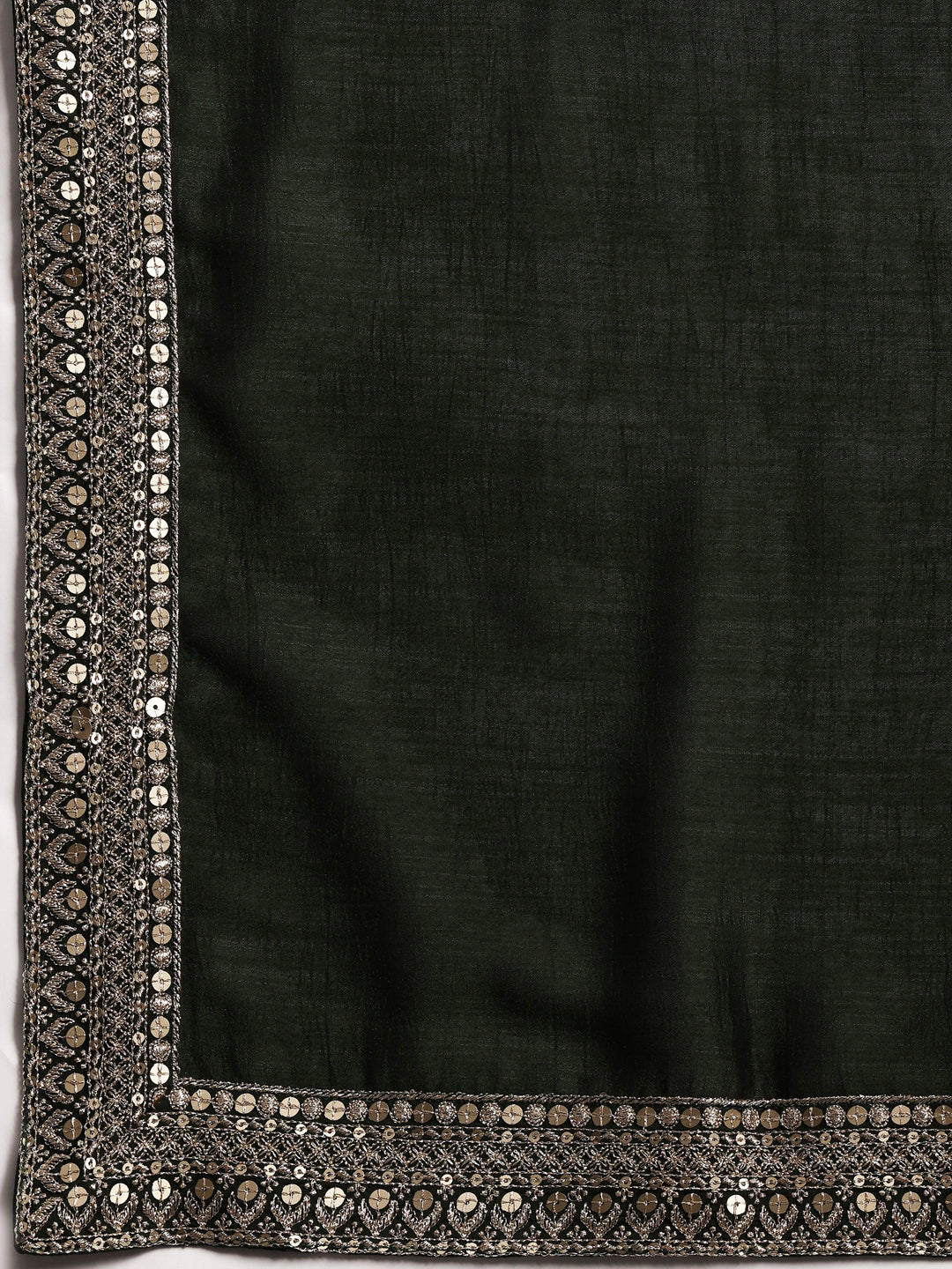 Green Embroidered Silk Blend Straight Suit With Dupatta - Libas 