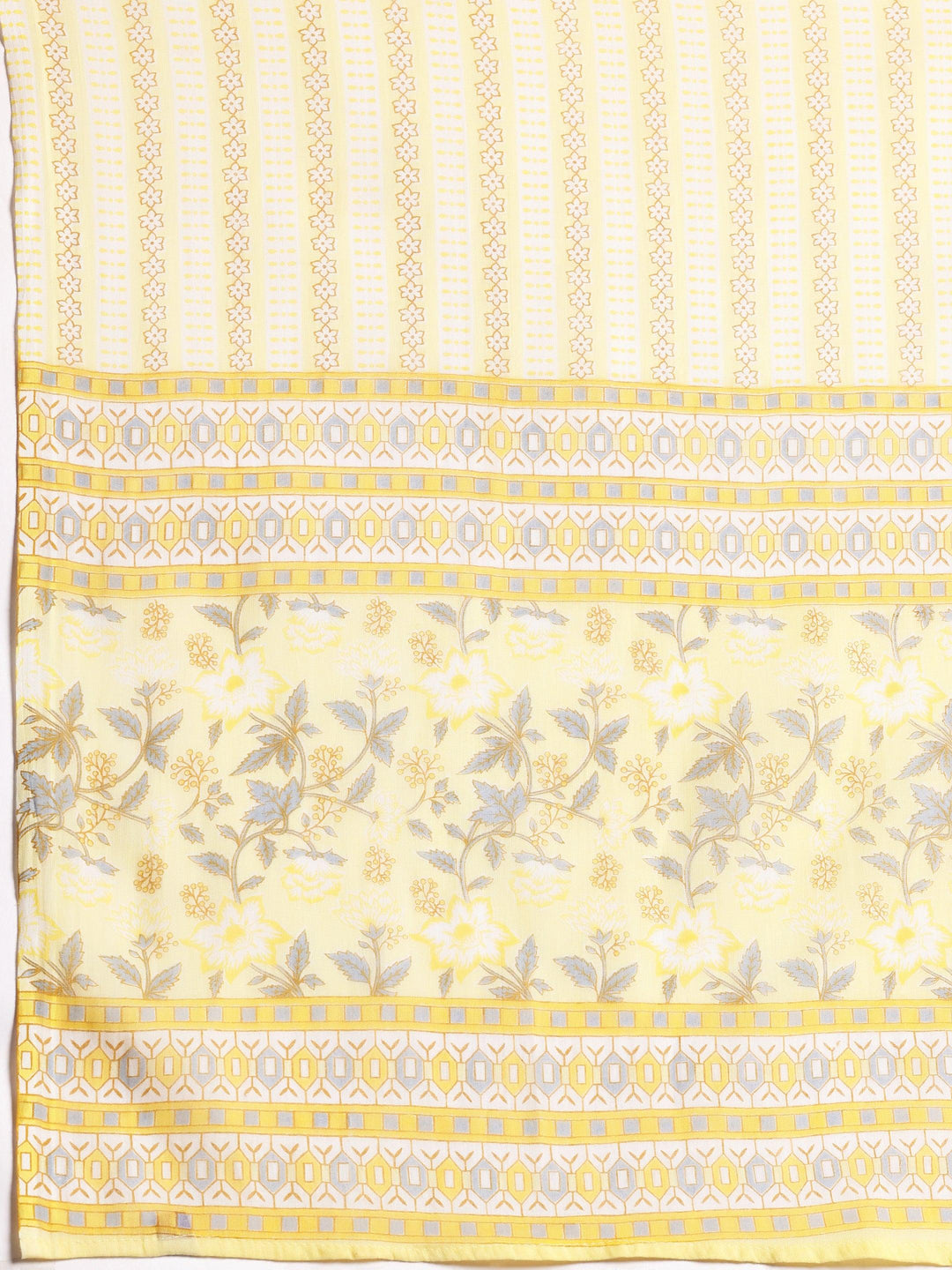 Yellow Printed Cotton Straight Suit With Dupatta - Libas 