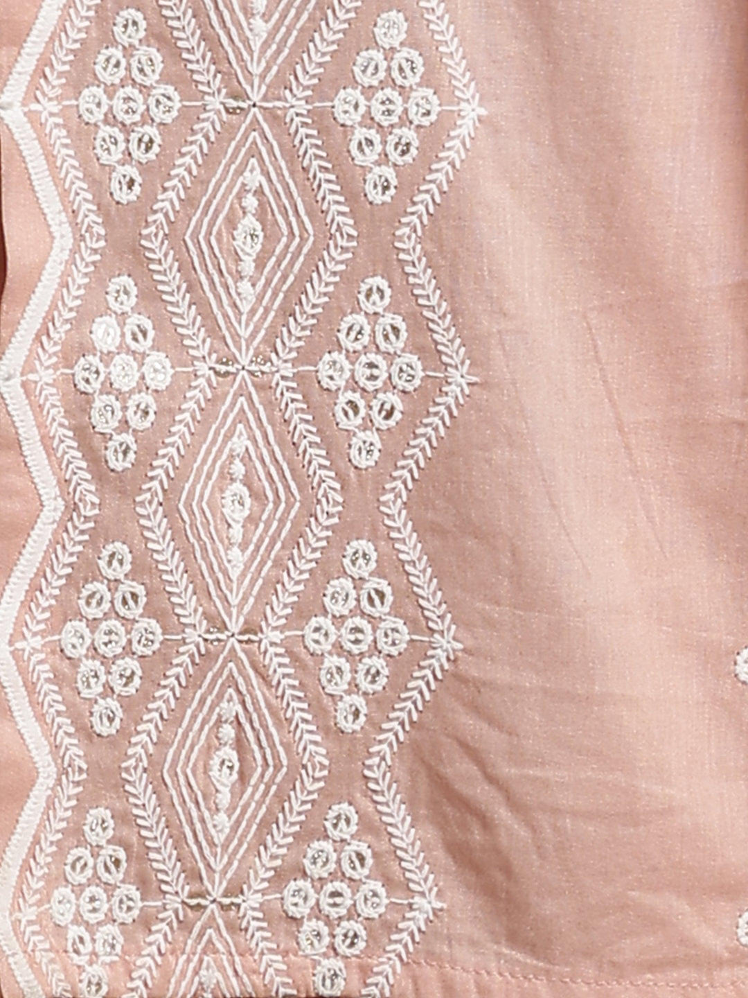 Peach Embroidered Cotton Straight Suit With Dupatta - Libas 