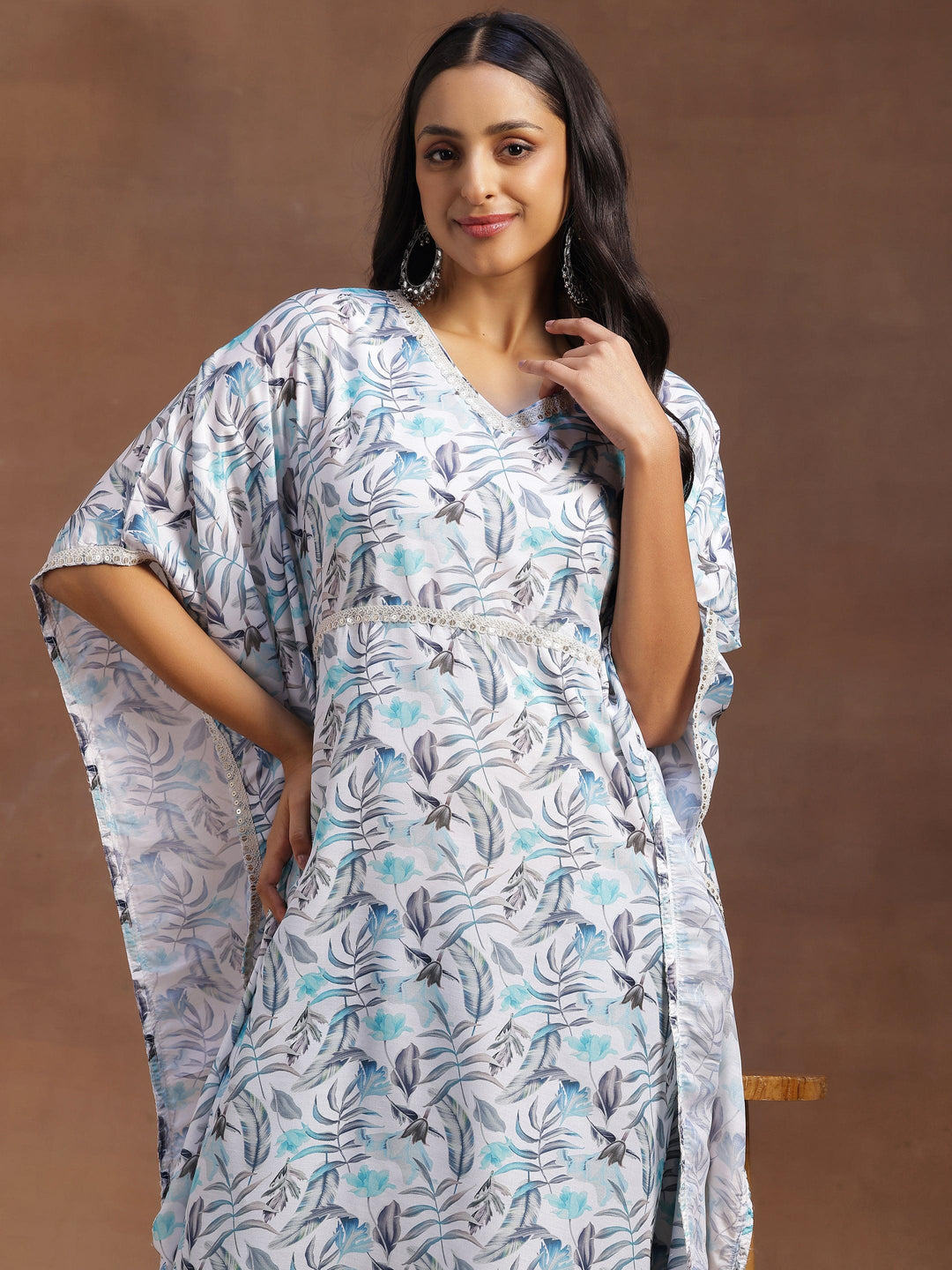 Cream Printed Silk Blend Co-Ords - Libas 