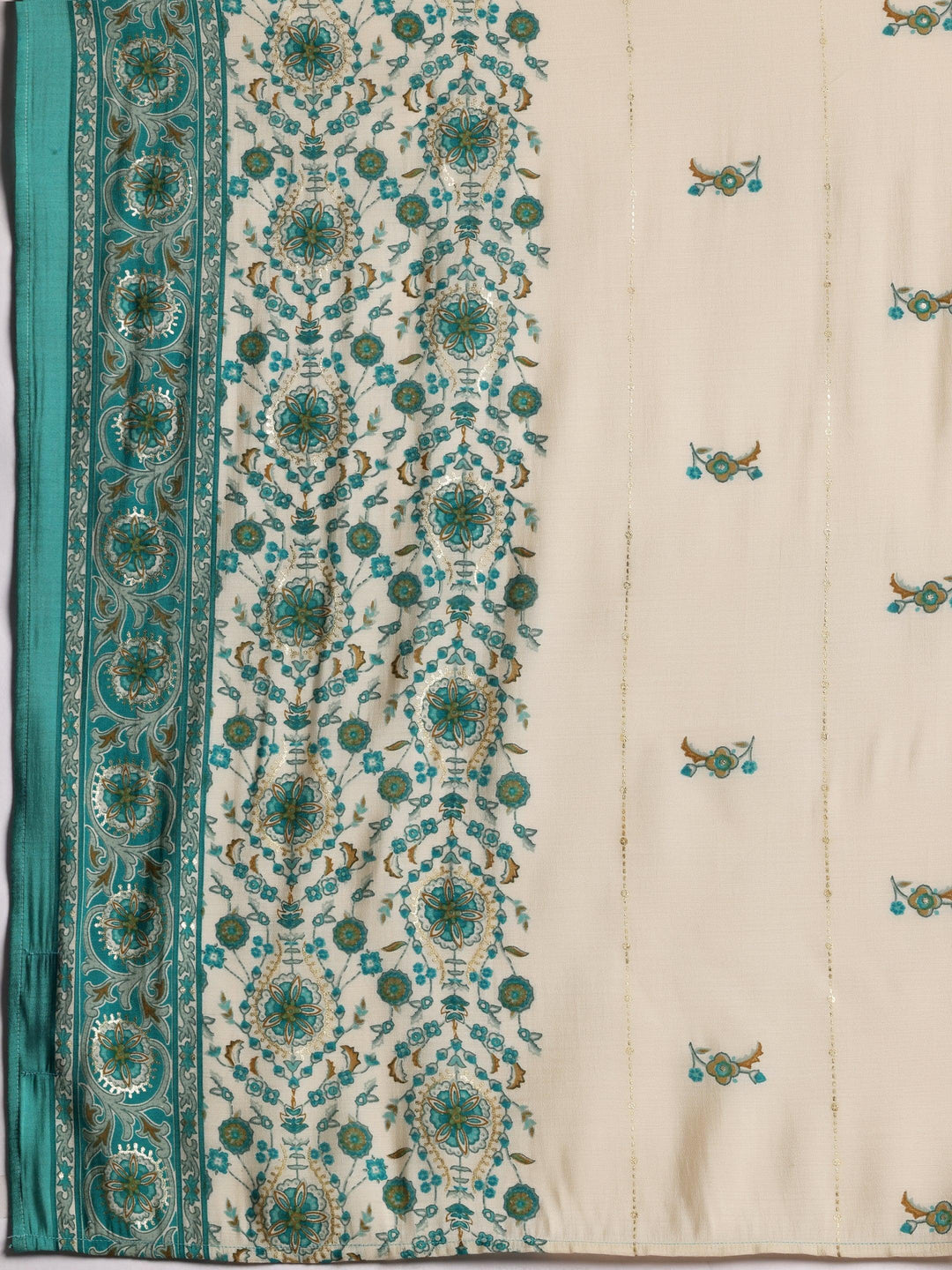 Blue Printed Silk Blend Straight Suit With Dupatta - Libas