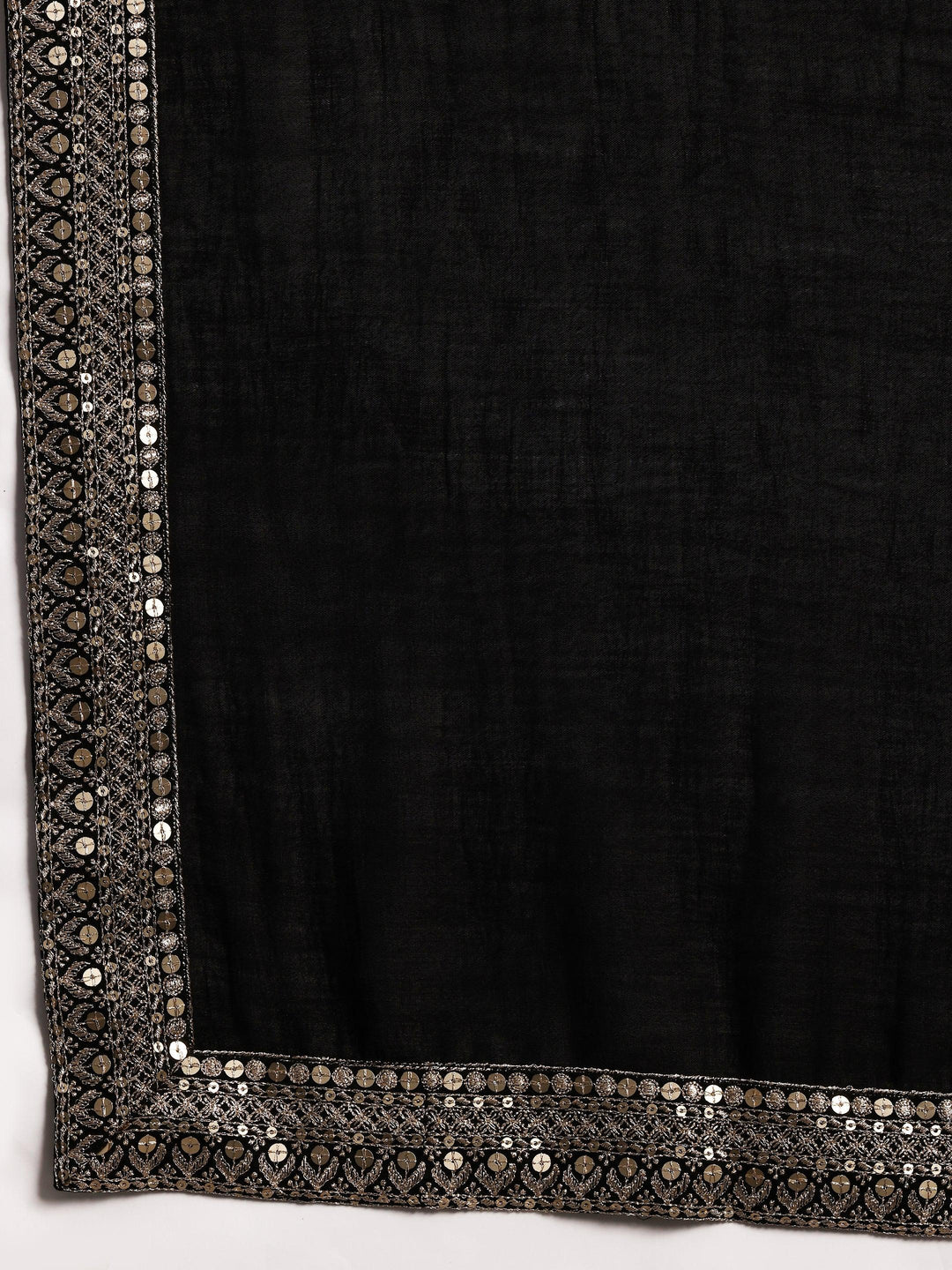 Black Embroidered Silk Blend Straight Suit With Dupatta - Libas